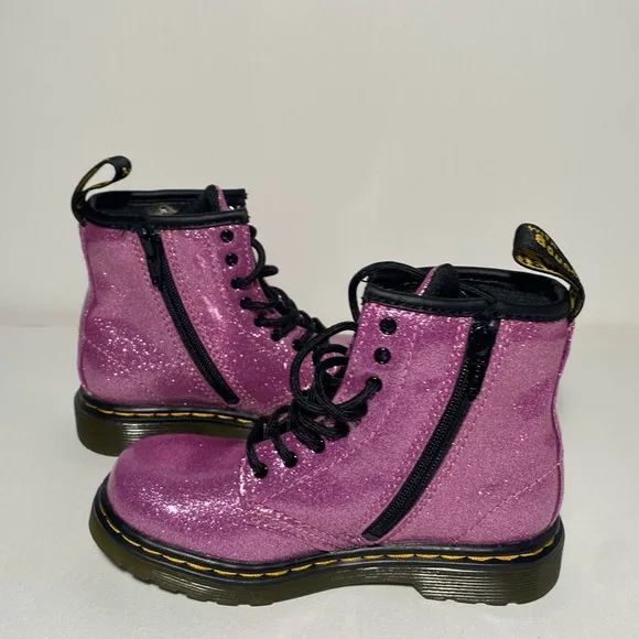 Dr. Martens 1460 Glitter T Kids Boots in Sparkly Dark Pink size 10