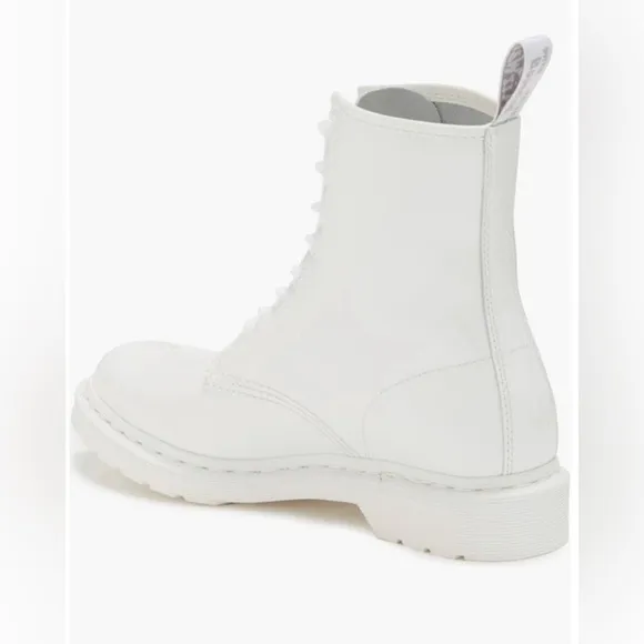 Dr. Martens 1460 Mono Combat Boots Women Size 8 White Shiny Patent Leather NWOT