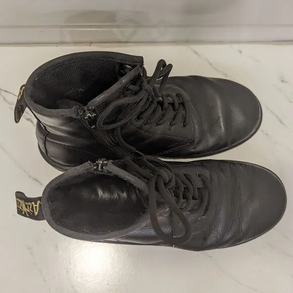 Dr. Martens 1460 Originals Black Leather Lace-Up Combat Boots Women's Size 8