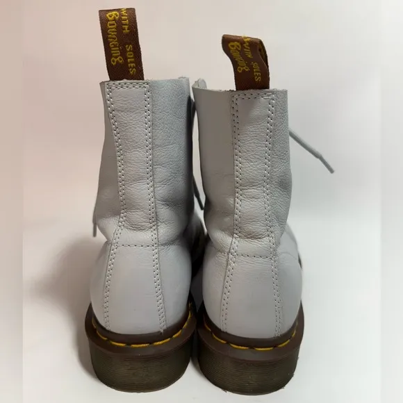 Dr. Martens 1460 Pascal Light Gray Virginia Leather Lace Up Boots