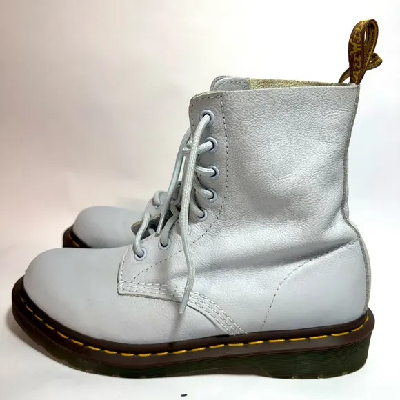 Dr. Martens 1460 Pascal Light Gray Virginia Leather Lace Up Boots