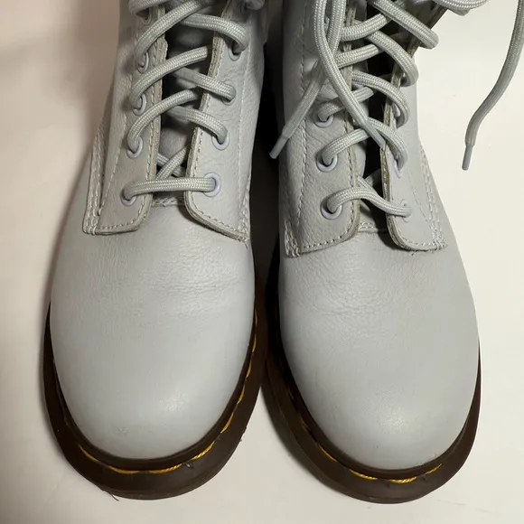 Dr. Martens 1460 Pascal Light Gray Virginia Leather Lace Up Boots