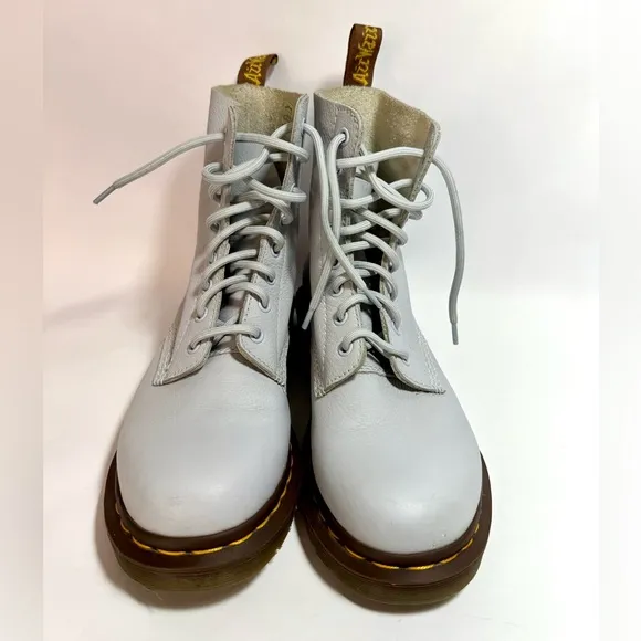 Dr. Martens 1460 Pascal Light Gray Virginia Leather Lace Up Boots