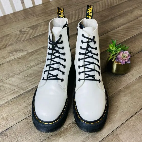 Dr. Martens 1460 Pascal Max Combat Boots Optical White Women’s Size 6