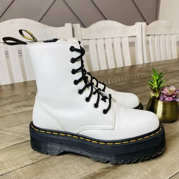 Dr. Martens 1460 Pascal Max Combat Boots Optical White Women’s Size 6