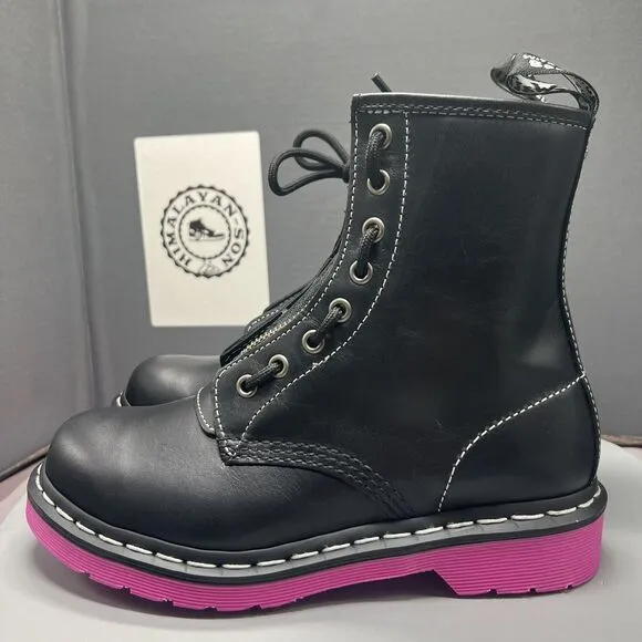 Dr. Martens 1460 Pink Sole Wanama Leather Jungle Zip Boots Womens Size 6 NEW