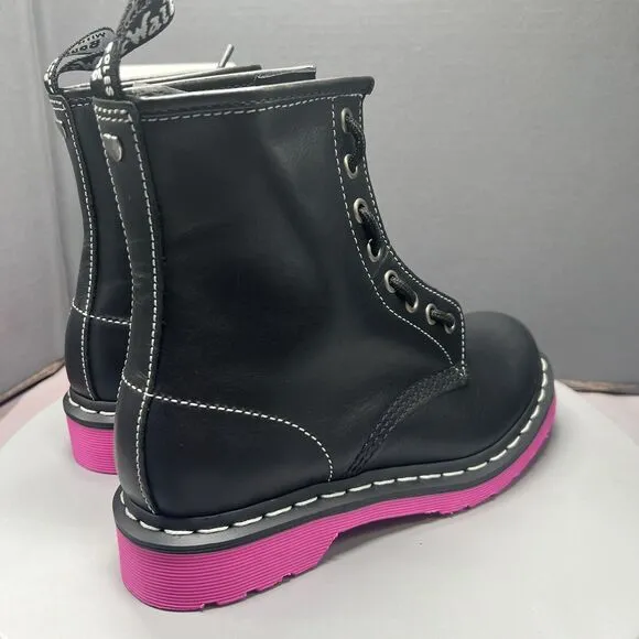 Dr. Martens 1460 Pink Sole Wanama Leather Jungle Zip Boots Womens Size 6 NEW