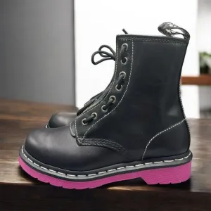 Dr. Martens 1460 Pink Sole Wanama Leather Jungle Zip Boots Womens Size 6 NEW