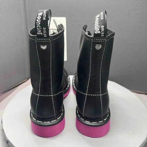 Dr. Martens 1460 Pink Sole Wanama Leather Jungle Zip Boots Womens Size 6 NEW