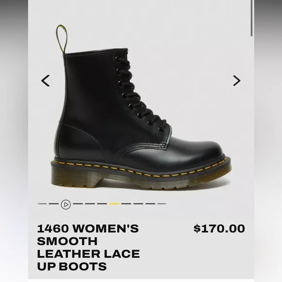 Dr. Martens 1460 Women’s Smooth Leather Lace Up Boots in smooth black women’s 7