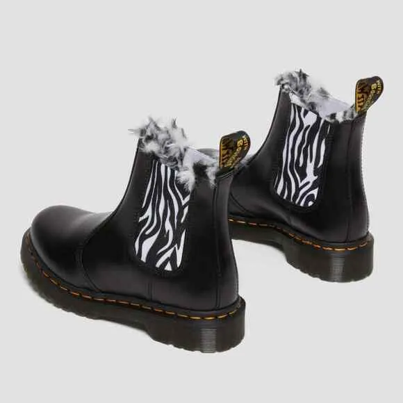 Dr. Martens 2976 Leonore Casual Slip-On Chelsea Leather fur lined zebra boots 9