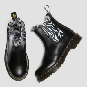 Dr. Martens 2976 Leonore Casual Slip-On Chelsea Leather fur lined zebra boots 9