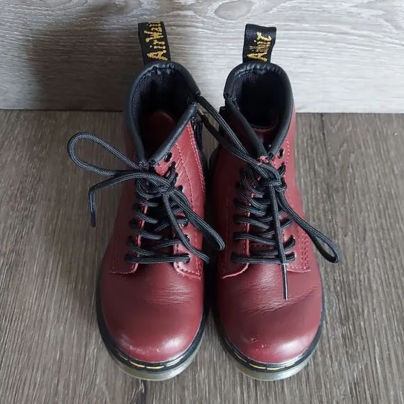 Dr. Martens Airwair Toddler Softy T Leather Lace Boots Size 8 DMs Docs