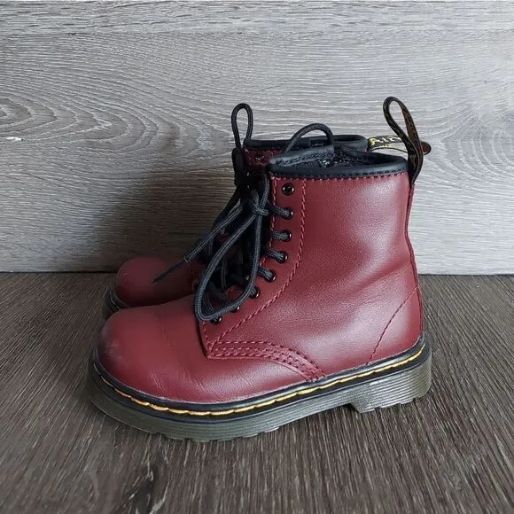 Dr. Martens Airwair Toddler Softy T Leather Lace Boots Size 8 DMs Docs