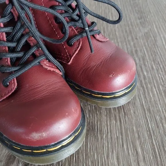 Dr. Martens Airwair Toddler Softy T Leather Lace Boots Size 8 DMs Docs