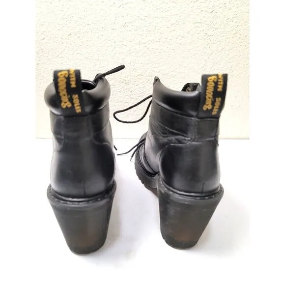 Dr. Martens Averil Women's Black Leather Lace-Up Heel Boots Size 7