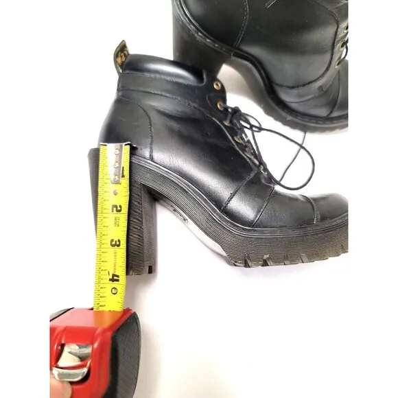 Dr. Martens Averil Women's Black Leather Lace-Up Heel Boots Size 7