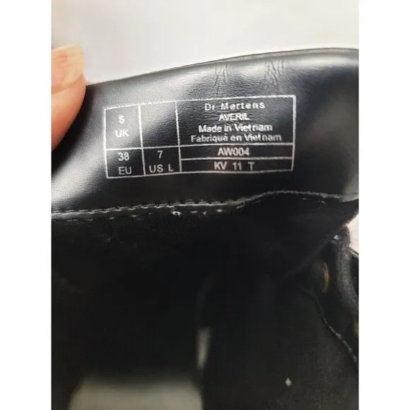 Dr. Martens Averil Women's Black Leather Lace-Up Heel Boots Size 7
