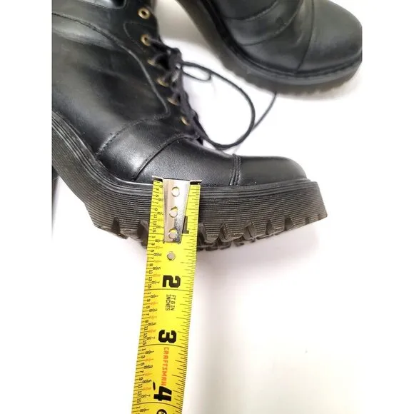 Dr. Martens Averil Women's Black Leather Lace-Up Heel Boots Size 7