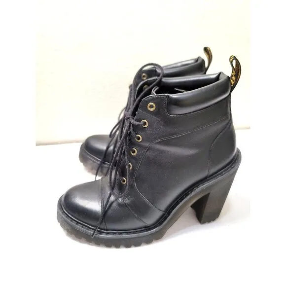 Dr. Martens Averil Women's Black Leather Lace-Up Heel Boots Size 7
