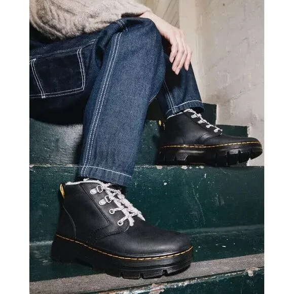 Dr Martens Bonny Boots Womens Size 10 Faux Shearling Lined Casual Black Grunge