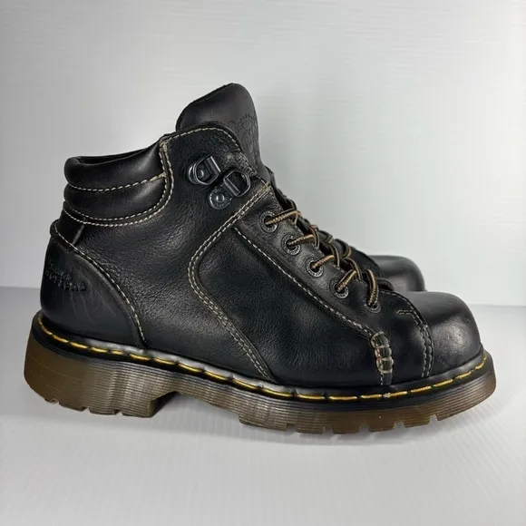 Dr. Martens Boots Womens 7 Leather Lace Up Big Stitch Chunky Vintage 8A54