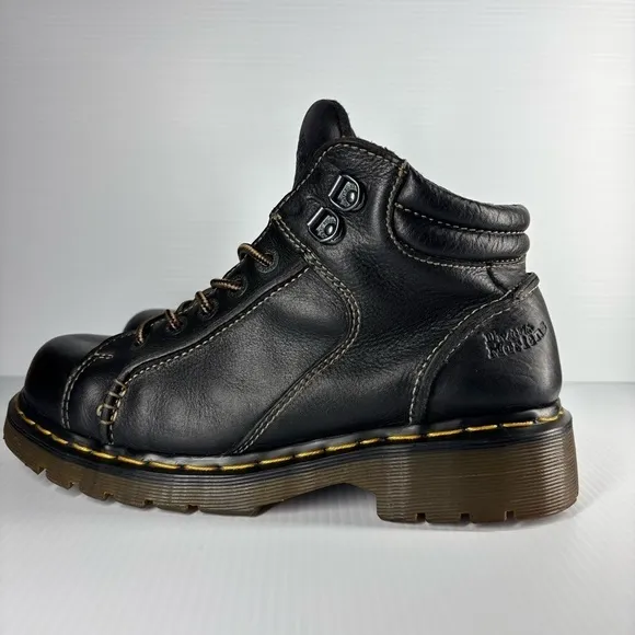 Dr. Martens Boots Womens 7 Leather Lace Up Big Stitch Chunky Vintage 8A54