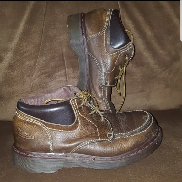DR. MARTENS DOC MOC TOE ANKLE BOOTS 8458 BROWN LEATHER