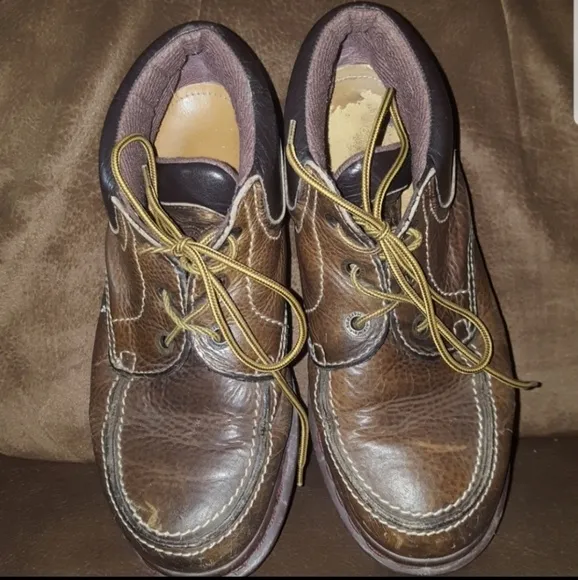 DR. MARTENS DOC MOC TOE ANKLE BOOTS 8458 BROWN LEATHER