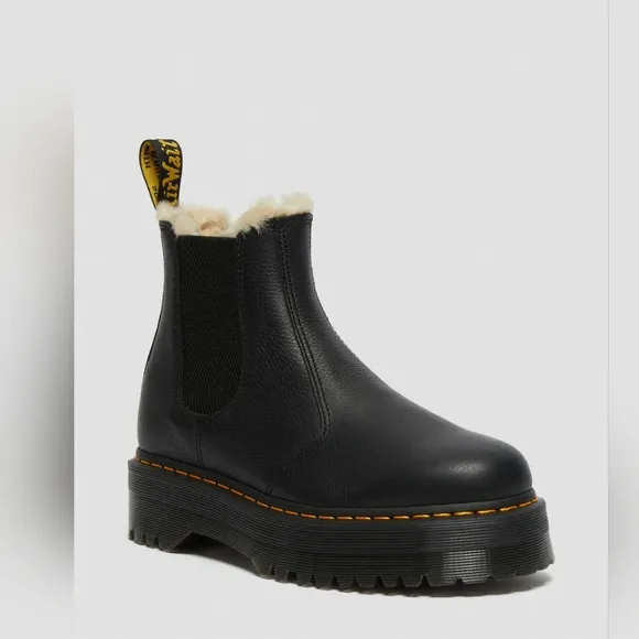 Dr. Martens Faux Fur Lined Platform Chelsea Boots, Size 9