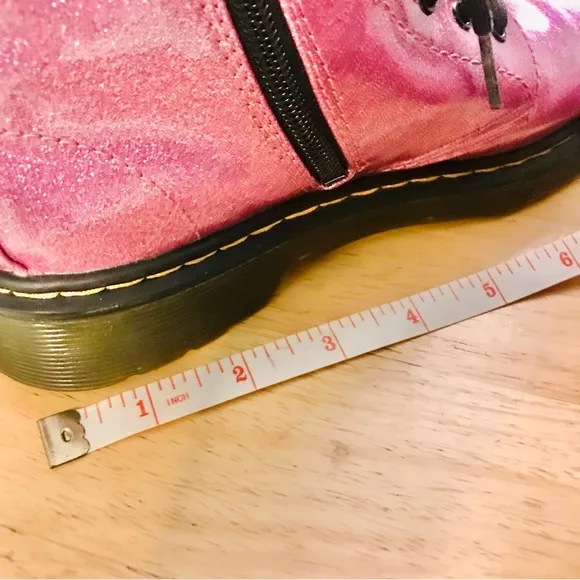 Dr. Martens Girls Glitter Pink Pascal AirWair Boots w/Bouncing Soles