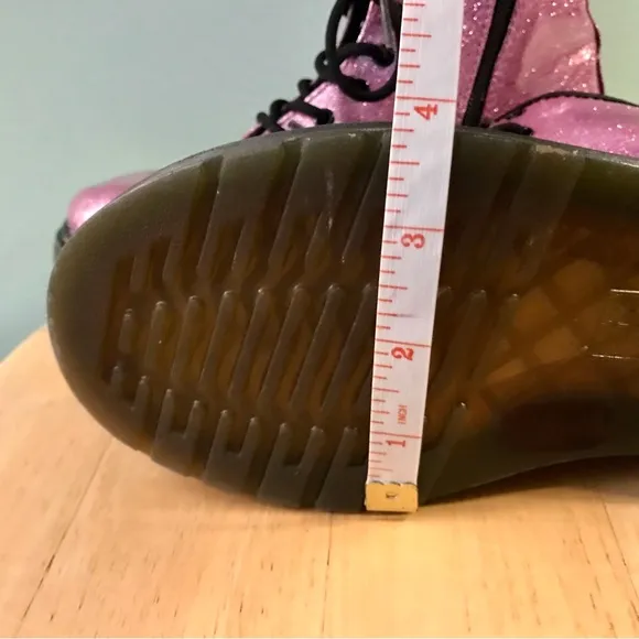 Dr. Martens Girls Glitter Pink Pascal AirWair Boots w/Bouncing Soles