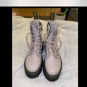 Dr. Martens Gray Combat Moto Boots with Chunky Sole