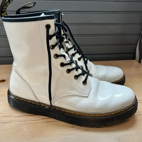 Dr. Martens Jadon 15265100 White Smooth Polish Leather BOOTS Medium Women Size 9