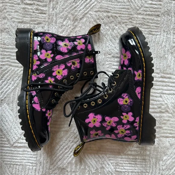 Dr Martens Junior 1460 Pansy Patent Leather Lace Up Boots