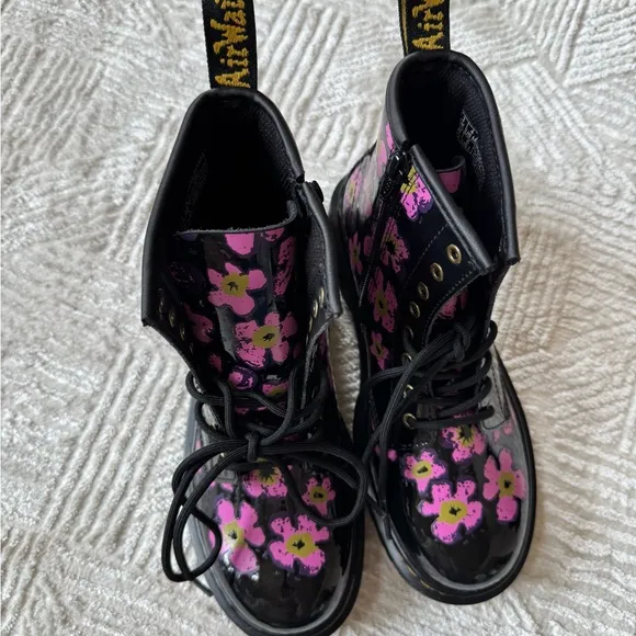 Dr Martens Junior 1460 Pansy Patent Leather Lace Up Boots