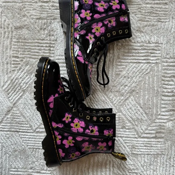 Dr Martens Junior 1460 Pansy Patent Leather Lace Up Boots