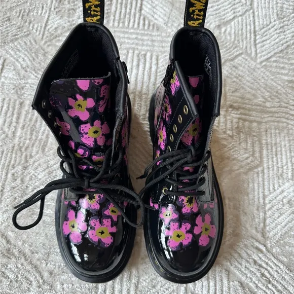 Dr Martens Junior 1460 Pansy Patent Leather Lace Up Boots