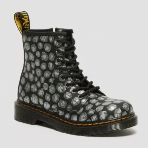 Dr Martens JUNIOR LEOPARD HYDRO LEATHER LACE UP BOOTS