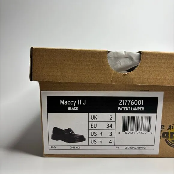 Dr. Martens Junior Maccy II Patent Leather Mary Jane Shoes in BlacK