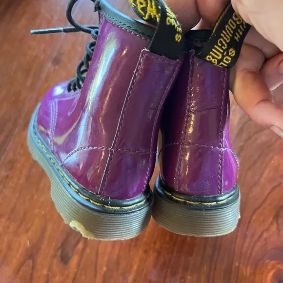 Dr. Martens Kids Purple Patent Leather Boots- Sz. 7