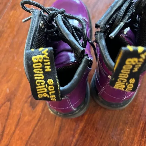 Dr. Martens Kids Purple Patent Leather Boots- Sz. 7