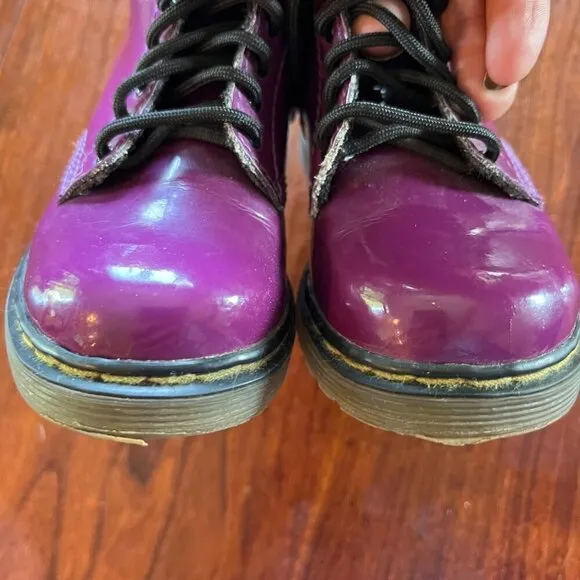Dr. Martens Kids Purple Patent Leather Boots- Sz. 7