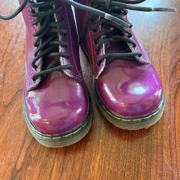 Dr. Martens Kids Purple Patent Leather Boots- Sz. 7