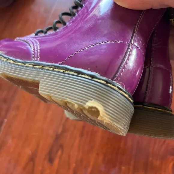 Dr. Martens Kids Purple Patent Leather Boots- Sz. 7