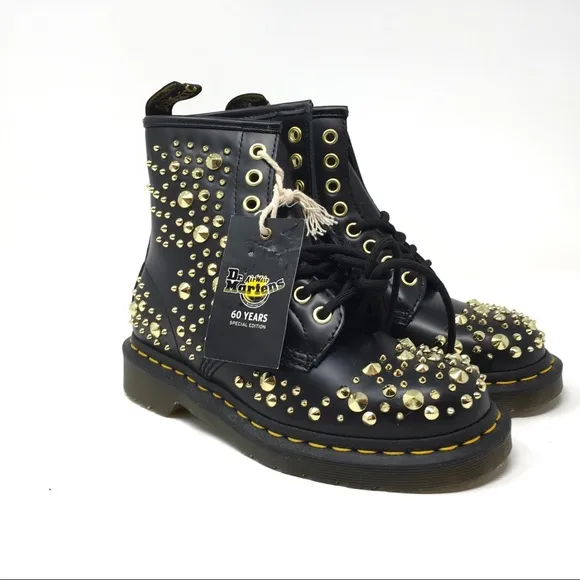 Dr. Martens LIMITED EDITION 1460 Midas Gold Studded Boots, Sz 5