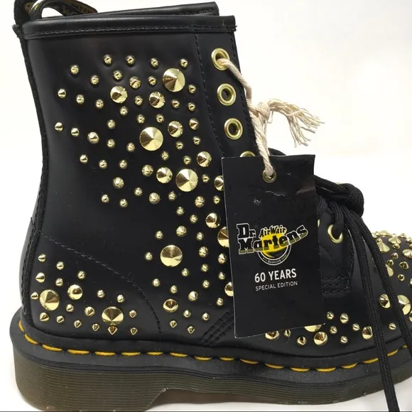 Dr. Martens LIMITED EDITION 1460 Midas Gold Studded Boots, Sz 5