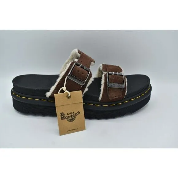 Dr Martens Mens Size 10 Myles Brown Suede Buckle Slide Sandals Shoes