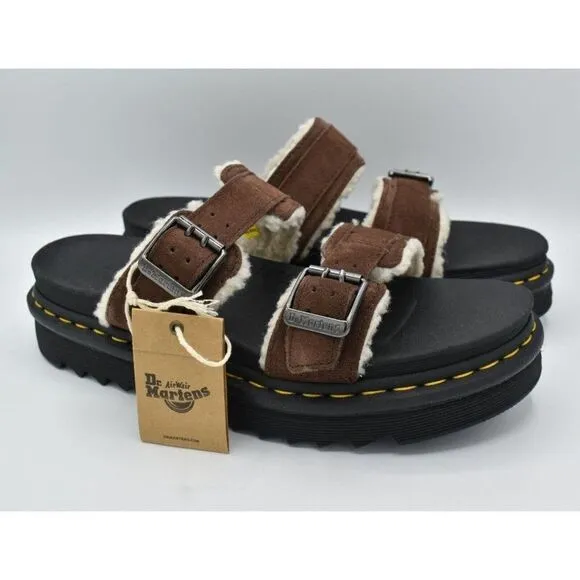 Dr Martens Mens Size 10 Myles Brown Suede Buckle Slide Sandals Shoes