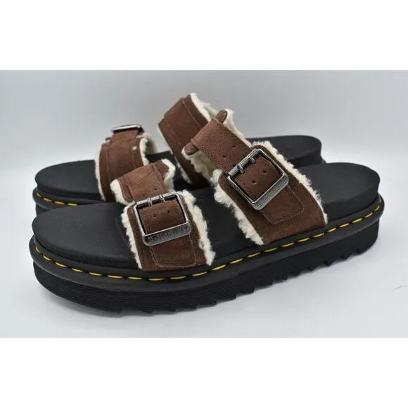Dr Martens Mens Size 10 Myles Brown Suede Buckle Slide Sandals Shoes